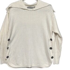 Jason Maxwell Cream Ribbed Knit Shawl Collar Sweater Women’s XL